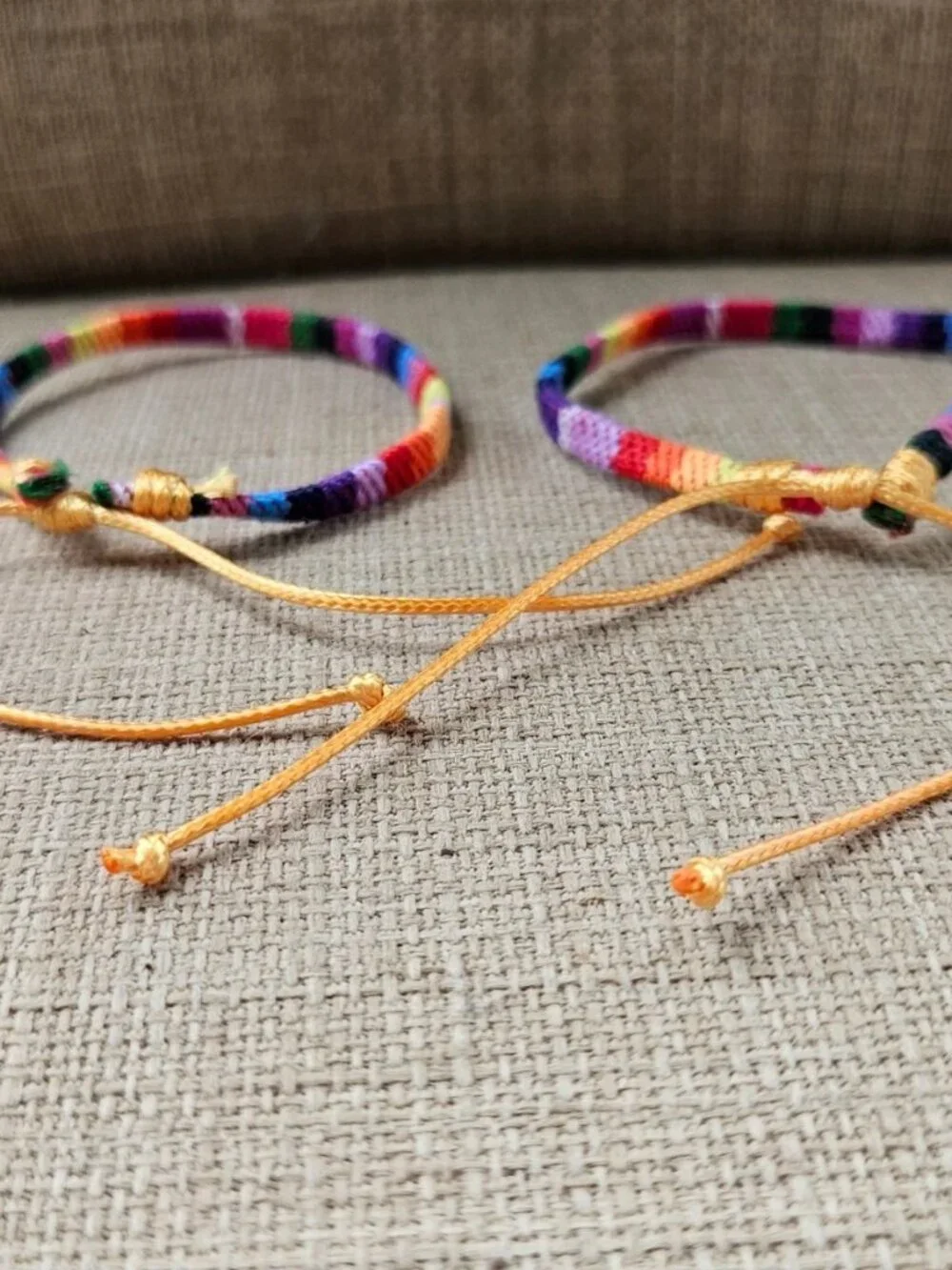 Lot of 2 Bracelet Multi Color Fabric Wrist Band Fashion Jewelry Set of 2 New